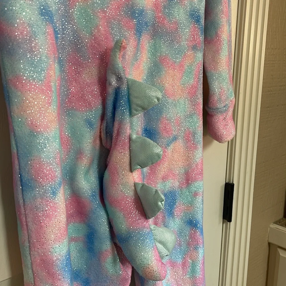 Justice size 10 One Piece Hooded Tie Dye Magical Dragon Wings Pastel